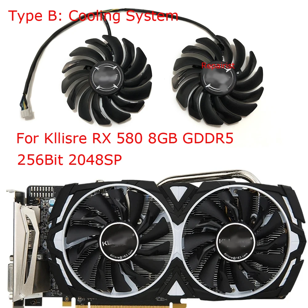 Rx 580 8Gb 2048Sp Gpu - 2 sztuk/zestaw, T129215SU,VGA GPU Cooler, wentylator